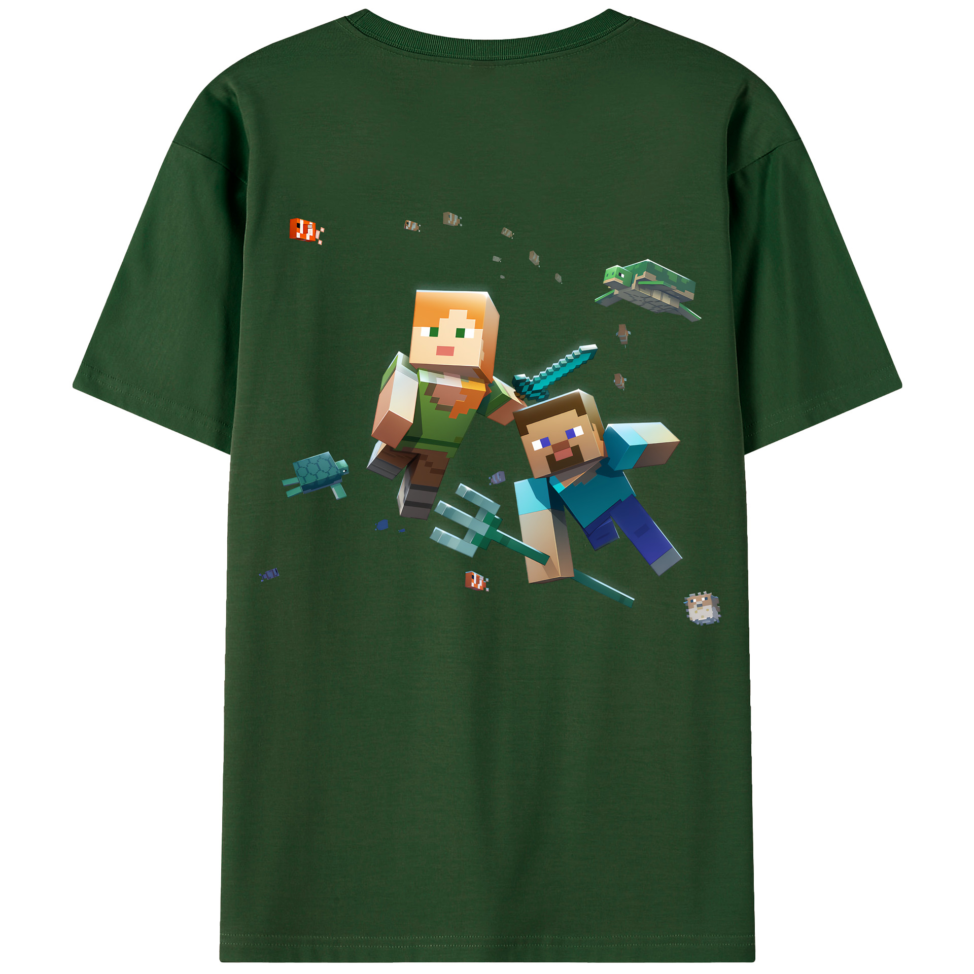 （画像用） マインクラフト ブロックの世界 Minecraft MC Block world 綿100％半袖Tシャツ（背面プリント）